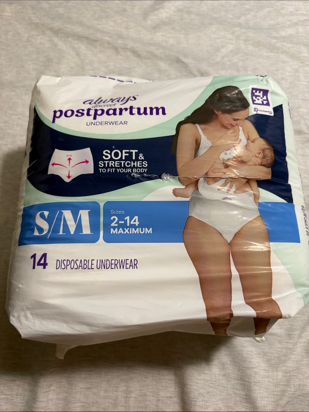 Always Postpartum Disposable Underwear in White - S/M Pack of 14
